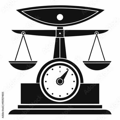 Vintage scale icon black and white weighing measurement justice balance