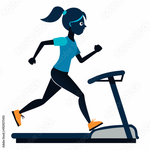 Woman running on treadmill fitness exercise workout healthy lifestyle gym cardio training sport