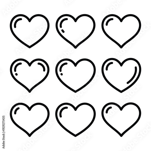 Love's Geometry: A collection of meticulously crafted heart outlines, symbolizing affection, emotion, and the universal language of love. 