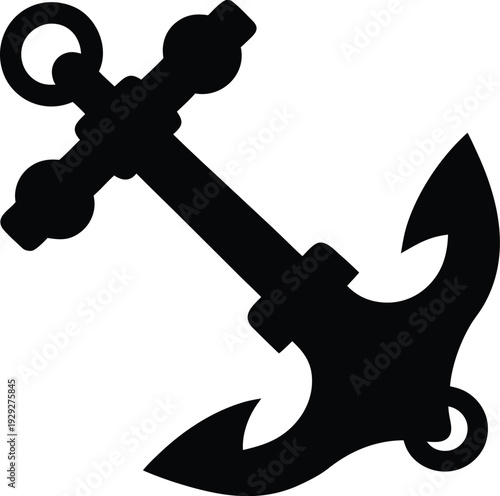 anchor fluke and shank silhouette vector illustration on transparent background