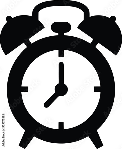 alarm clock analog bells silhouette vector illustration on transparent background
