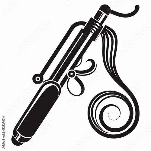 Stylish curling iron hair styling tool black and white design
