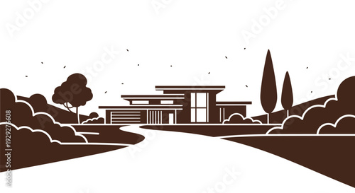 Modern House with Flat Roof Design.