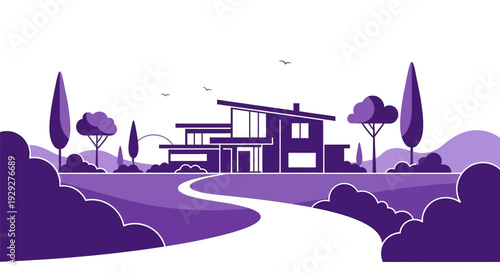 Modern House with Garden Landscape Design.