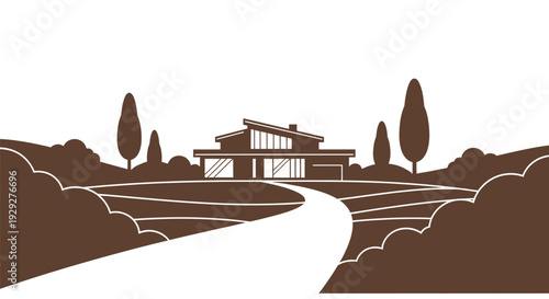 Modern House with Garden Landscape Design.