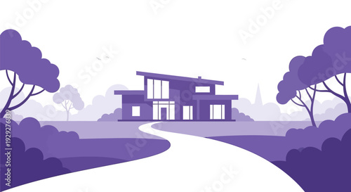 Modern House with Large Windows and Driveway.