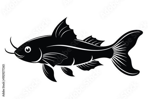 corydoras catfish silhouette line art vector illustration