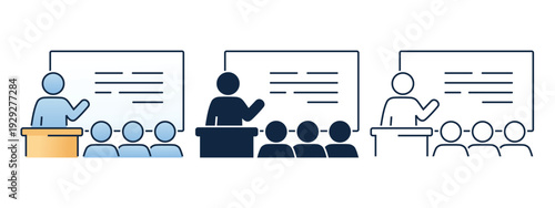 Education Training Classroom Icon. Learning Guidance and Training Symbol. Vector Illustration
