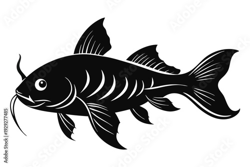 corydoras catfish silhouette line art vector illustration