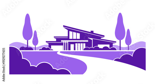 Modern Minimalist House Graphic Illustration Design.