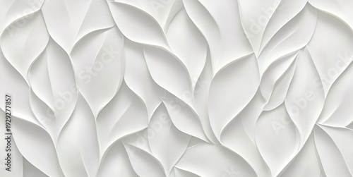 Abstract White Leaves Texture, Contemporary Design Concept for Elegant Background and Minimal Decor