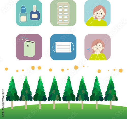 Common Hay Fever Symptoms and Protection Icons