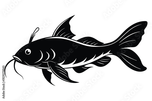 corydoras catfish silhouette line art vector illustration