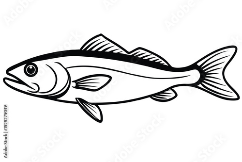 cod fish silhouette line art vector illustration
