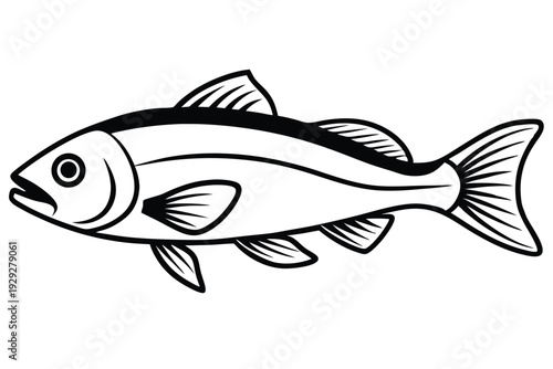 cod fish silhouette line art vector illustration