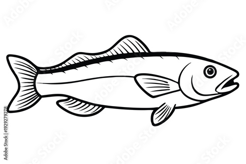 cod fish silhouette line art vector illustration