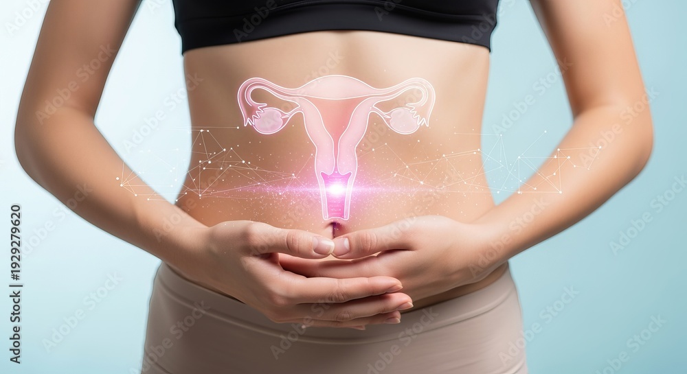 custom made wallpaper toronto digitalConceptual Image of a Woman s Reproductive System with a Translucent Pink Uterus Illustration