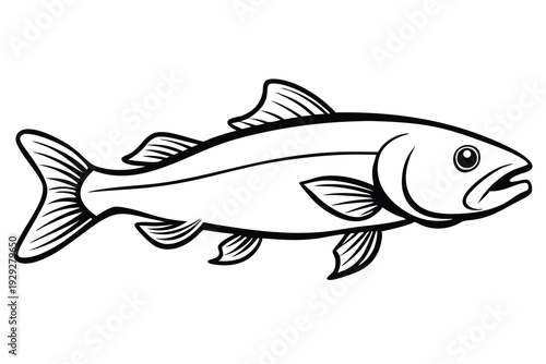 cod fish silhouette line art vector illustration