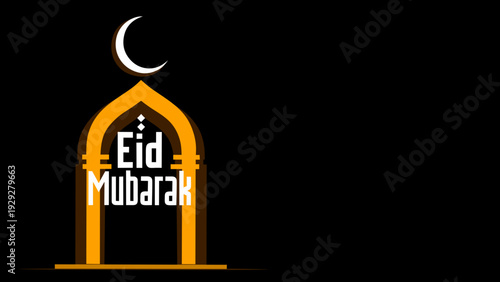 eid mubarak moon and mosque beautiful background