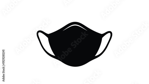 Simple black silhouette icon representing a protective face covering used for personal health and hygiene against airborne particles or illness