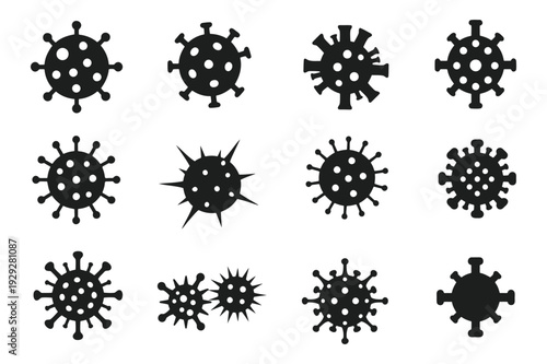 virus with spiky protrusions icon silhouette vector illustration isolated