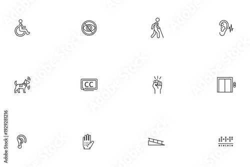 Accessibility and Disability Line Icon Set Vector Illustration for Inclusion and Diversity