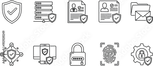 Data Security and Protection Line Icon Set