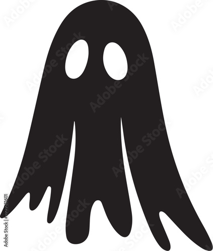 Black ghost silhouette with white eyes