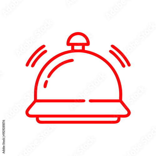 Vector Minimalist Service Bell Notification Icon for Hospitality Support and Customer Service Reception Alerts