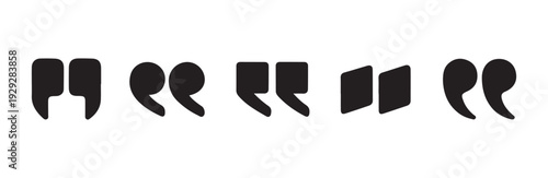 Collection of unique quote icons and quotation marks on white background vector