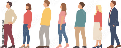 Comprehensive collection of diverse flat vector characters and business professionals in standing, sitting, and walking poses for community, corporate teamwork, and modern lifestyle concepts.