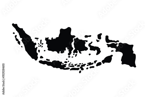 Black silhouette of indonesia s islands on a stark white background