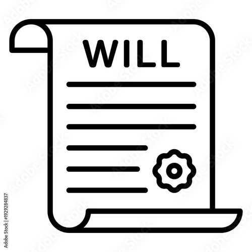 Last Will and Testament Document Icon with Official Seal