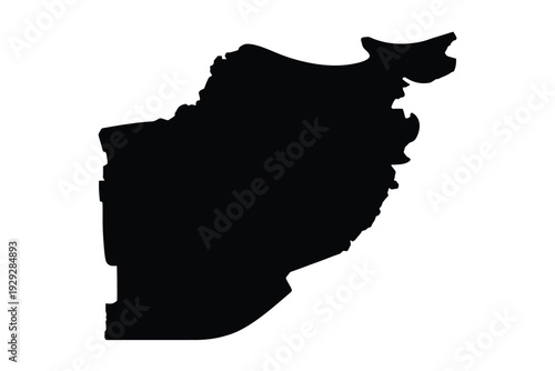 Silhouetted rhinoceros head against a stark white background