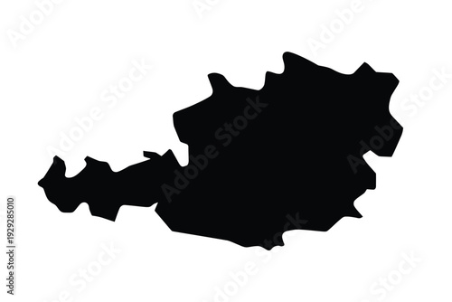 Black silhouette of austria s geographical shape on a white background