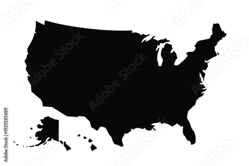 Silhouette of the united states including alaska and hawaii