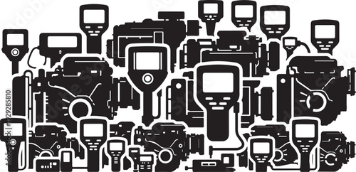Collection of various camera and photography equipment illustrations