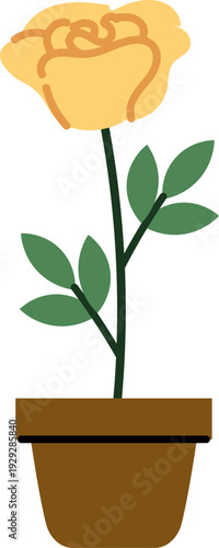 Rose In Flowerpot Cartoon