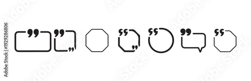Set of eight different quote frames and abstract shapes for testimonials or citations