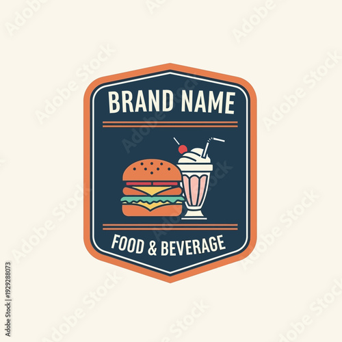 Hamburger and Milkshake Food Logo Design.