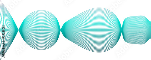 Teal and pink gradient wave pattern with curved horizontal lines representing sound frequency
