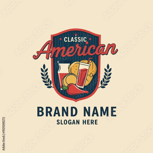 Classic American Beer Logo Design Template.