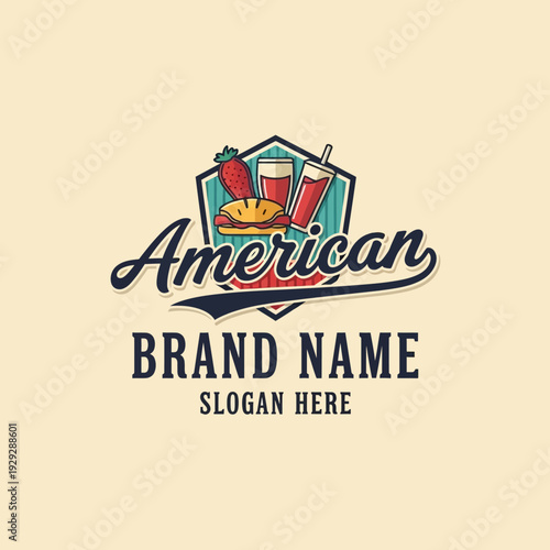 American Brand Logo with Food and Drinks.