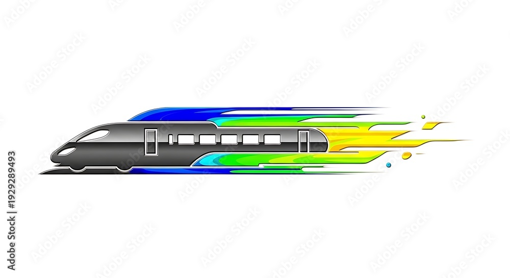 Fototapeta premium Modern bullet train speeding with dynamic colorful motion blur