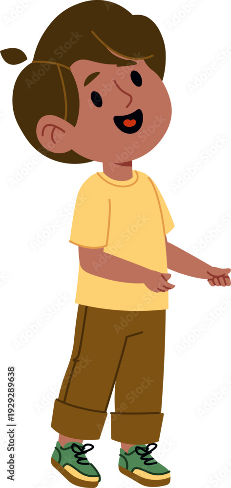 Obraz premium Boy Talking Casual Cartoon