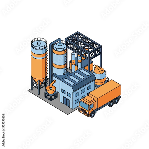 Industrial Factory with Truck and Equipment.