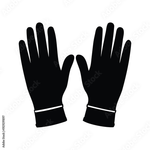 Silhouette of a pair of gloves with a white wristband vector illustration, dress gloves silhouette vector illustration