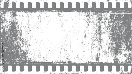 Grungy distressed vintage strip border with perforations and textured surface grunge