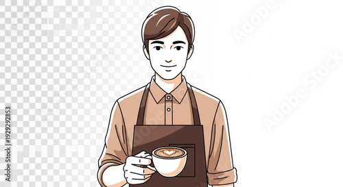 Barista holding coffee cup, focused on the art of coffee making, ready to serve.