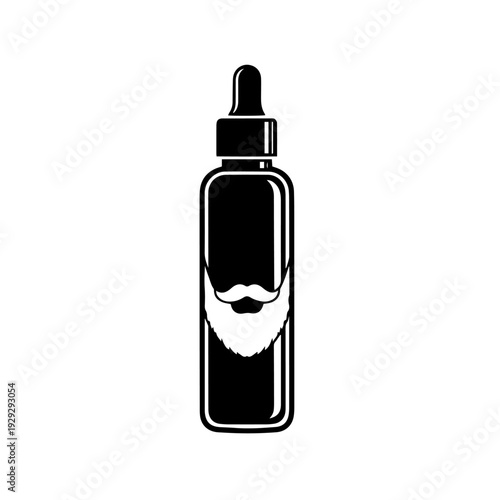 Beard Oil Bottle Vector Icon Black and White Grooming Product Line Art Illustration Mens Beard Care Cosmetic Container Outline Icon